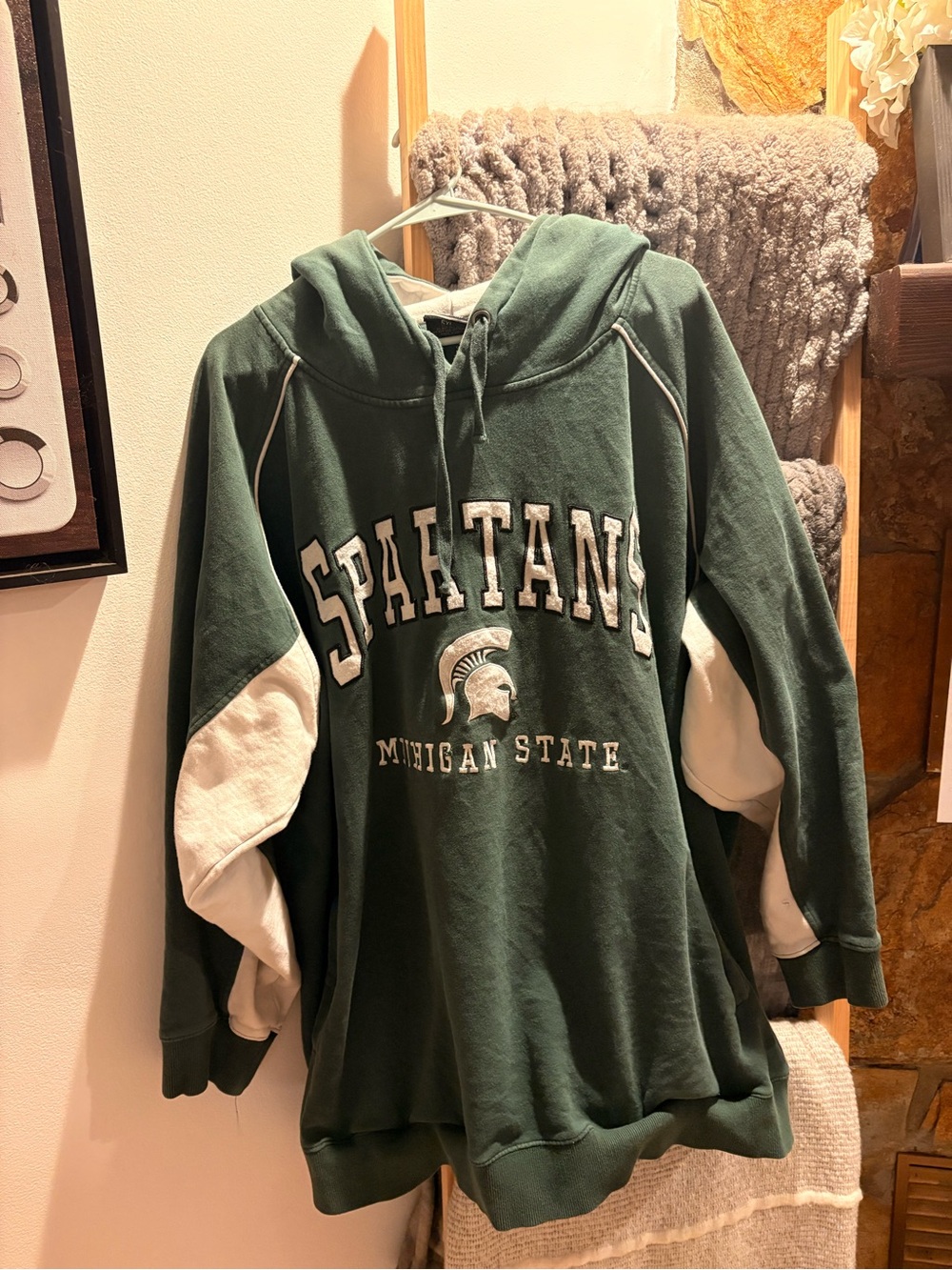 Colosseum Michigan State Green and White Crewneck Sweater